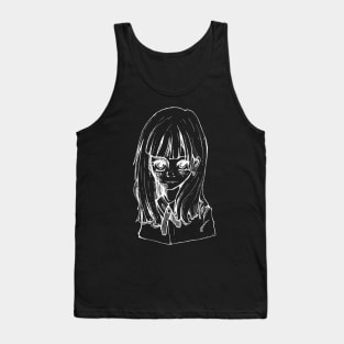 Portrait line art student girl Tank Top